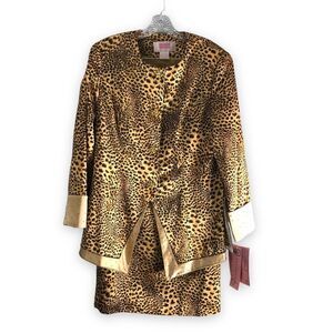 Grace Ephesians 2:5 Womens Size 12 Cheetah Print Skirt Suit Set Blazer‎ Worship